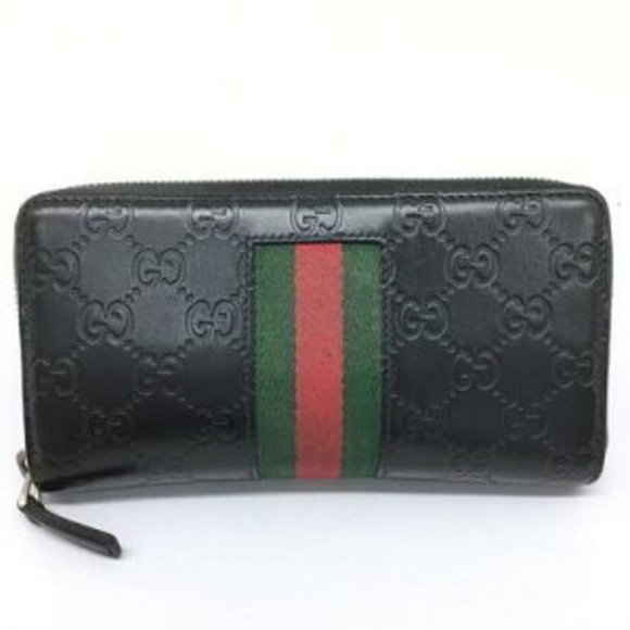 GUCCI Black Leather Zip Long Wallet GG - Picture 1 of 7